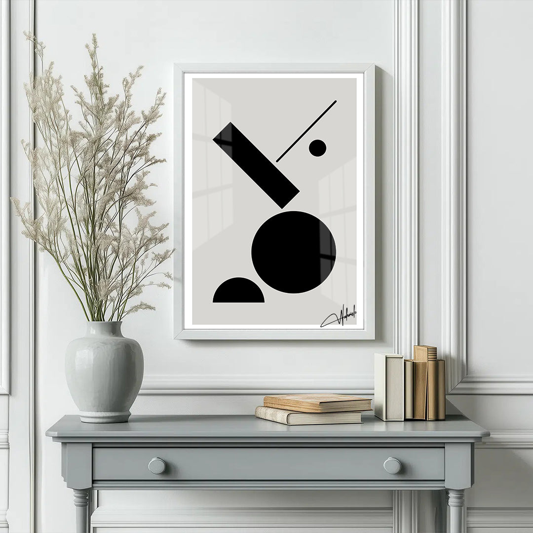 Geometric Balance – Minimalist Black & White Wall Art